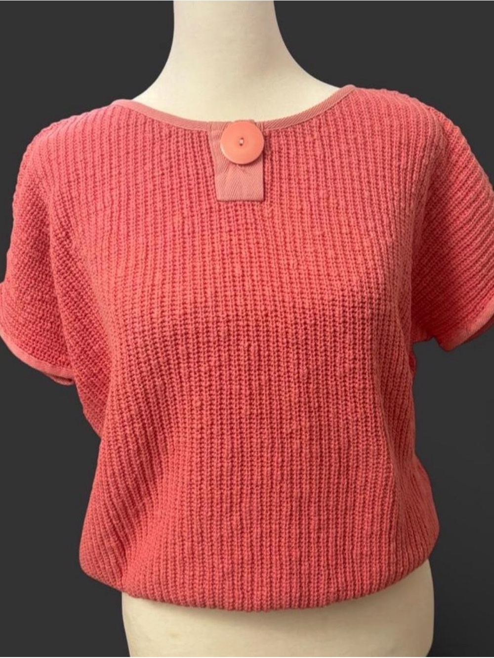 Rare Vintage 80s Beldoch Popper Pink Textured Knit Top